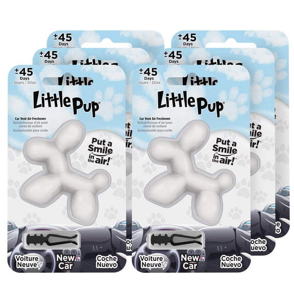Little Pup 96601-6PK New Car Scent Car Air Freshener Clips to A/C Air Vent Alcohol-Free Fragrance Oil Non-Hazardous and Non-Toxic Plastic, Set of 6