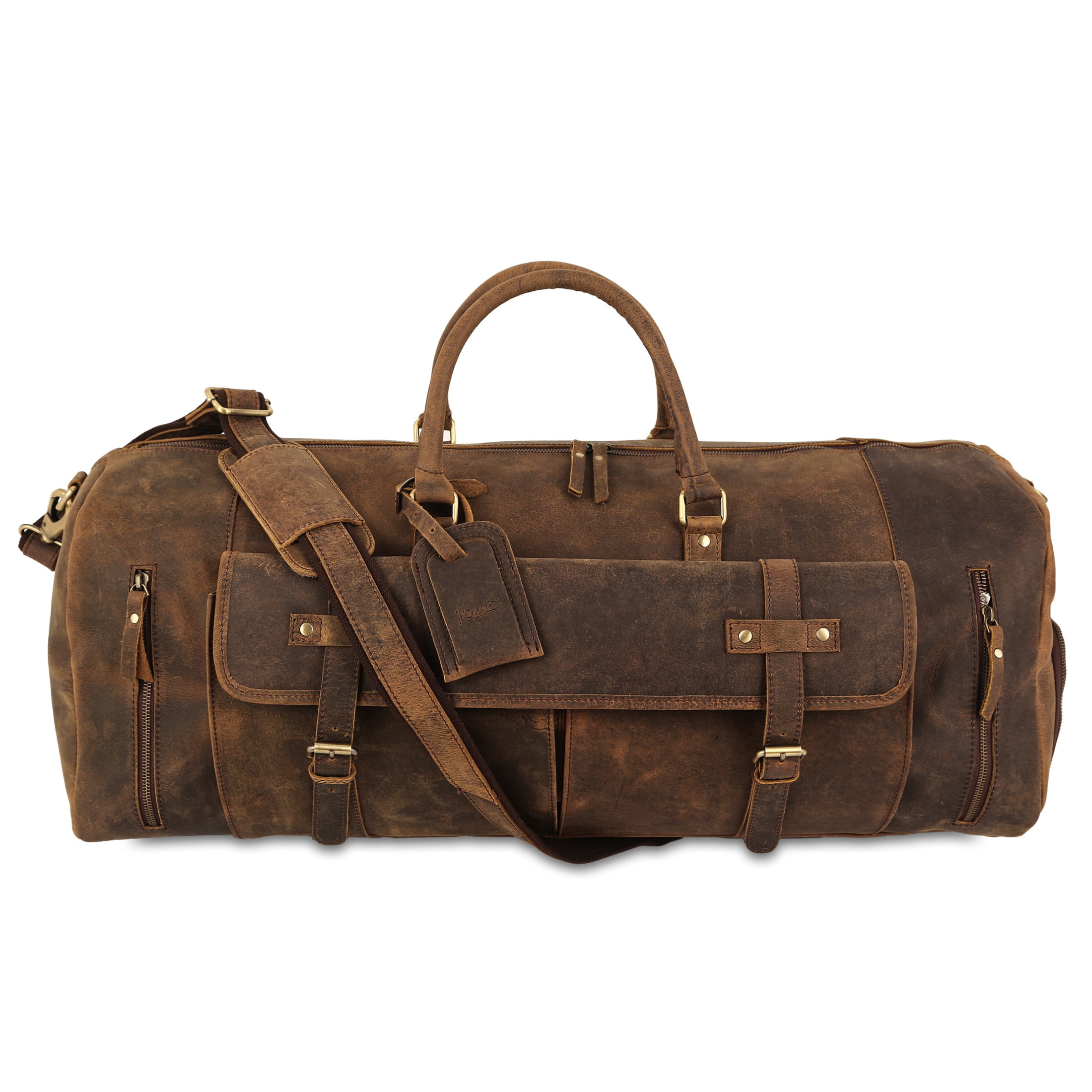 Full-Grain Leather Travel Duffel Bag for Men & Women – Overnight, Weekend, Sports & Gym Duffle Bag