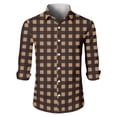 thumbnail image 4 of New Men's Long-Sleeved Plaid Shirt Spring Lapel Button Fashion Casual Comfortable Personality Breathable Handsome Male Loose Elastic Outwear Brown M, 4 of 5