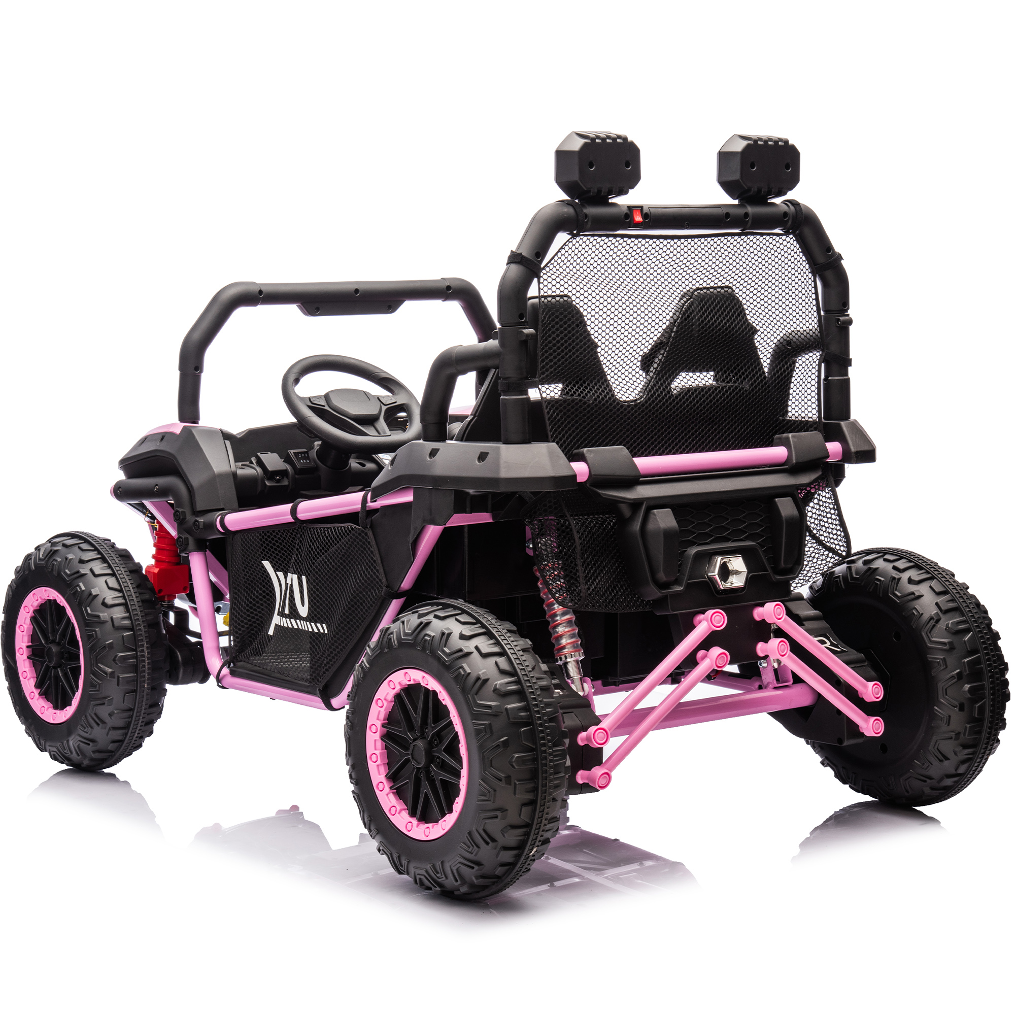 Hikiddo 24V 10Ah Ride on Toy, 4WD 2-Seater Electric Ride on Car UTV for Big Kids with Remote, 4*200W Motors - Pink
