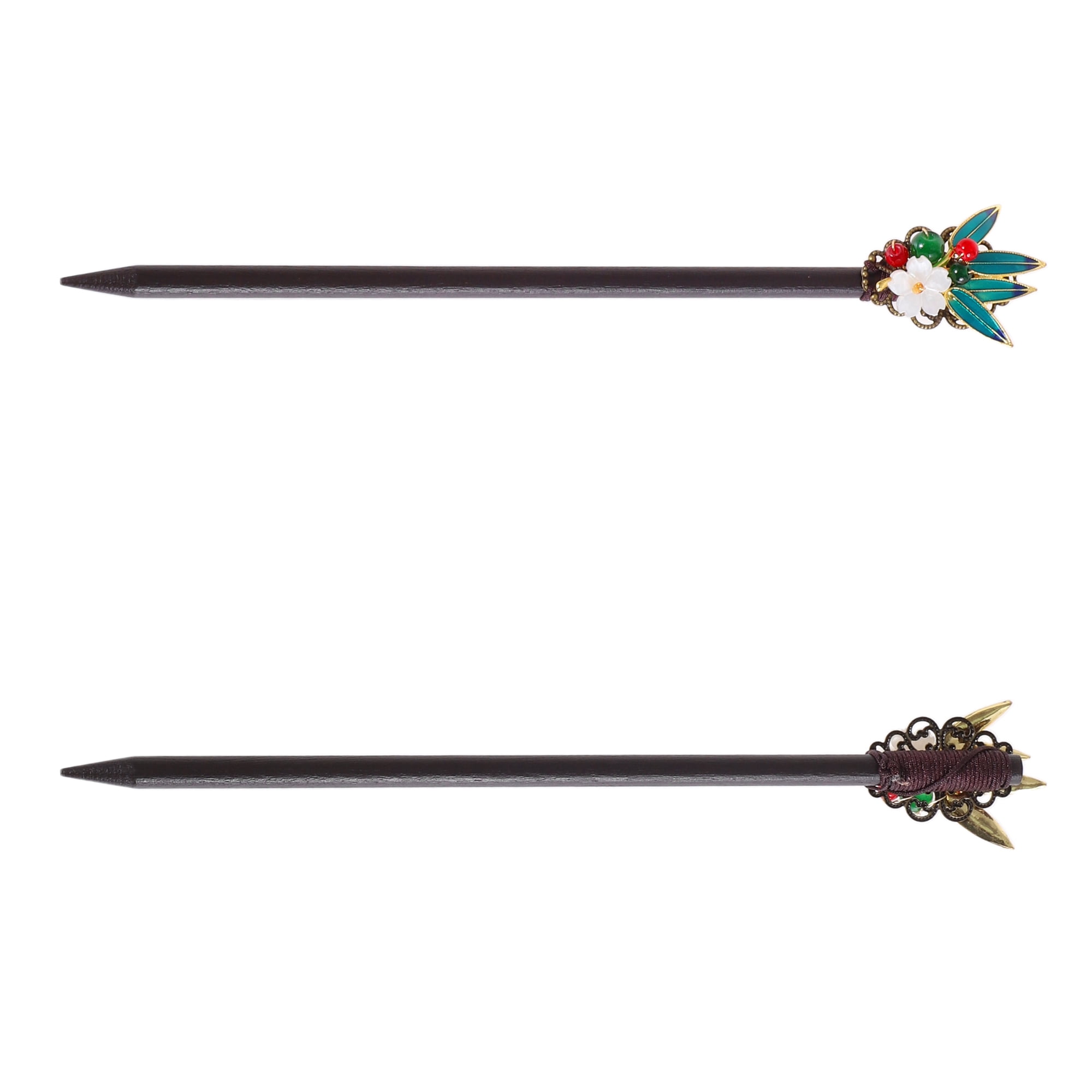 Unique Bargains Hair Chopstick 1 Pc Black, Pink, Green [Leaves Gardenia]