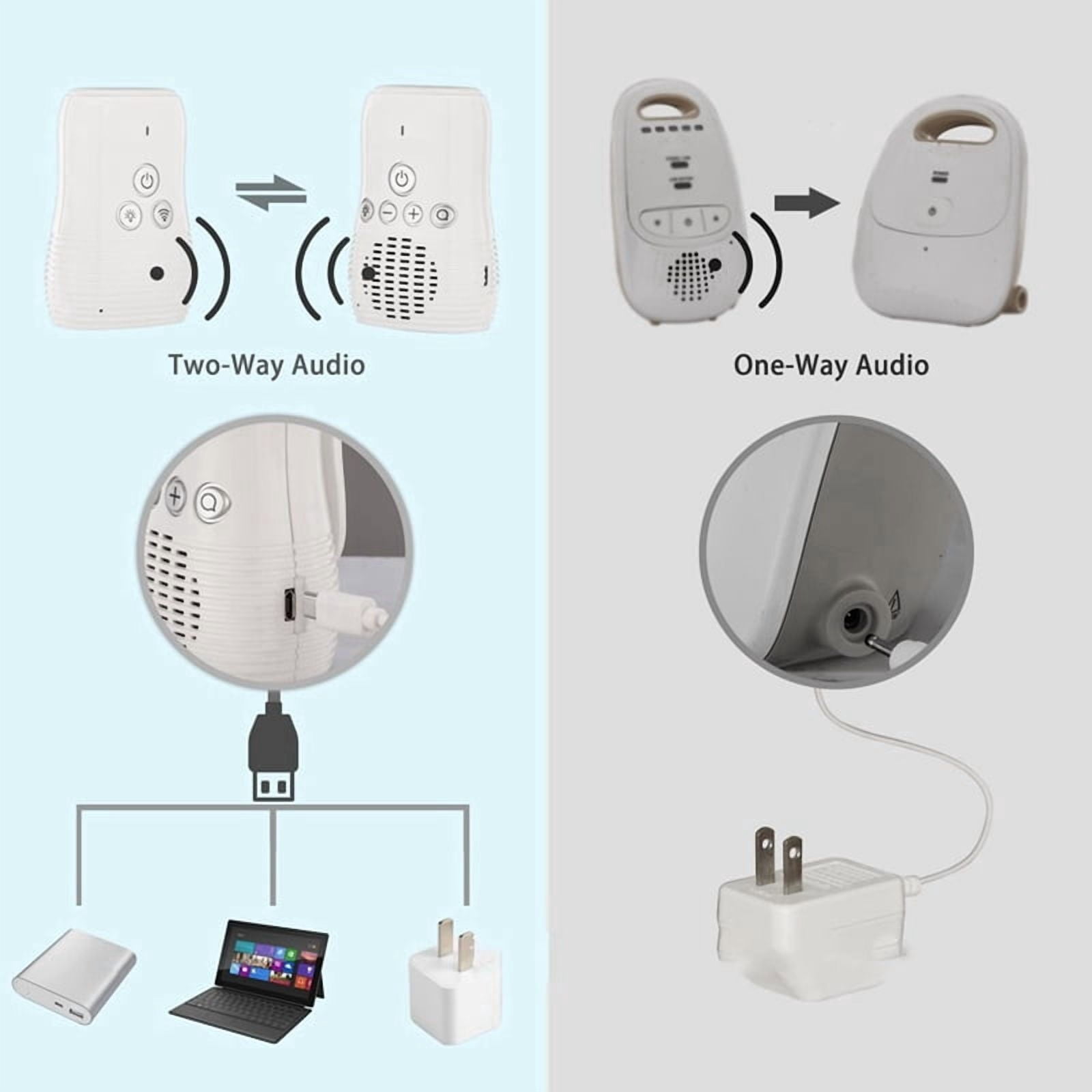 Baby Audio Monitor 2-Way Talk Baby Intercom Wireless Night Light Home Child Safety Device 2.4GHz US-Plug