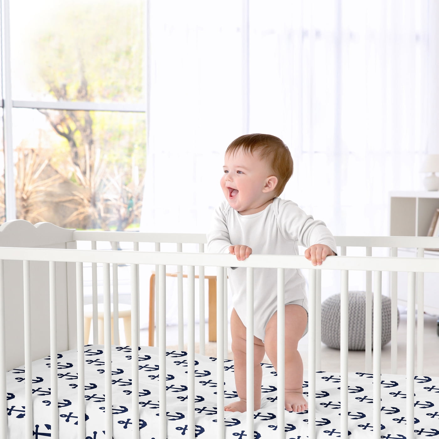 Sweet Jojo Designs Sailor Navy Blue and White Fitted Crib Sheet