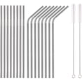 thumbnail image 1 of 18 Stainless Steel Straws 8.5" Reusable Straws with Carrying Pouch (Silver), 1 of 5