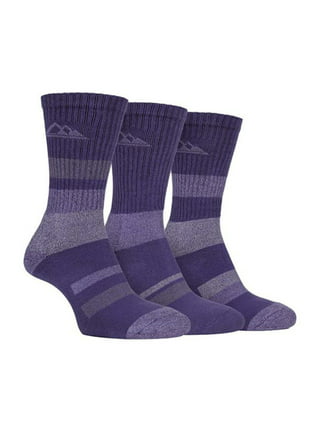 Kirkland Signature Ladies' Crew Trail Socks Extra-Fine Merino Wool,  Black/Purple, 6 Pairs at  Women's Clothing store