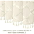 thumbnail image 3 of Extra Long Cream Boho Shower Curtain Woven Fabric Cute 84 Inch Shower Curtain, 72 x 84 Tufted Chevron Textured Striped Modern Farmhouse Minimalist Cloth Shower Curtain for Bathroom, 3 of 6