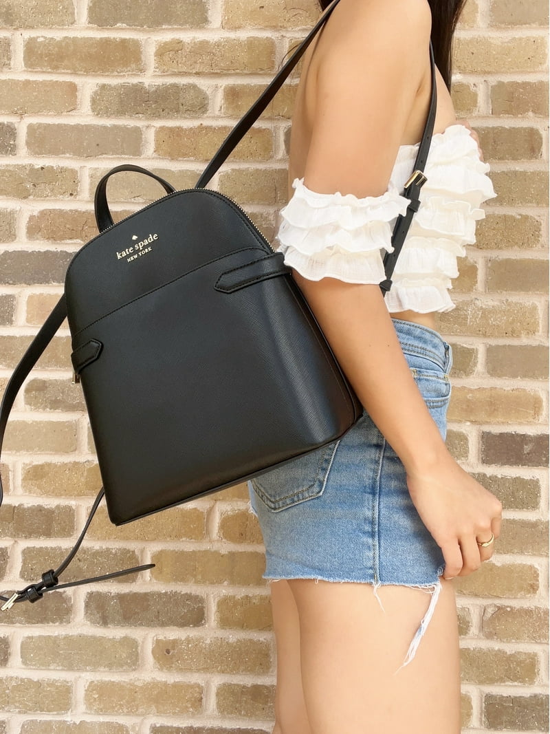 Kate Spade New York Black Saffiano Leather Backpack Kate Spade Staci Medium Black Saffiano Leather Dome Shoulder  main image 4