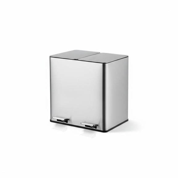 30L Dual Compartment Kitchen Trash Can with Two 15L Buckets, Step Pedals, Soft-Close Lids, Stainless Steel