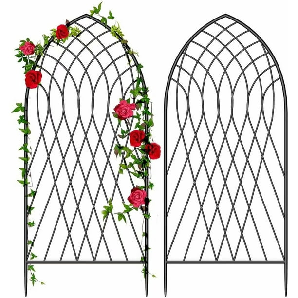 2 Pack Large Garden Trellis for Climbing Plants 75” x 31” Heavy Duty Rustproof Black Iron Plant