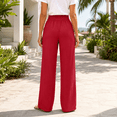 thumbnail image 4 of Womens Elastic Waist Wide Leg Pants with Pockets Solid Color Loose Casual Office Commute Trouses M, 4 of 9
