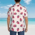 thumbnail image 6 of Fotbe Hand Drawn Strawberry Hawaiian Shirt for Men Unisex Summer Beach Casual Short Sleeve Cotton Linen Button Down Shirts-Small, 6 of 9
