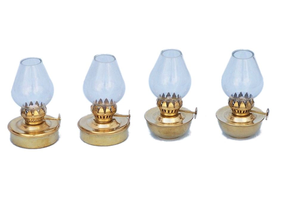 Solid Brass Table Oil Lamp 5&quot; - Set of 4 - Set of Brass Oil Lamps - Nautical Decor - Walmart.com