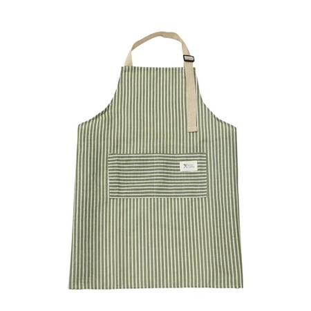 Qholemyo Striped Linen Kitchen Apron Adjustable Bib With Pockets Chef Cooking Apron For Women Men Baking