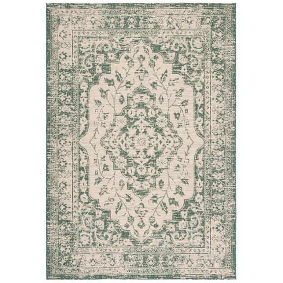Safavieh Courtyard Carleton Medallion Indoor/Outdoor Area Rug, Beige/Dark Green, 5'3" x 7'7"