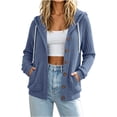 thumbnail image 3 of AnuYalue Button Up Hoodies for Women Lightweight Ribbed Long Sleeve Cardigan Sweater Jacket with Pockets, 3 of 9