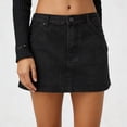thumbnail image 4 of LNWUY Denim Mini Skirt for Women Low Rise Stretch Cowgirl Skirt Dark Wash Trendy Western Jean Skirts with Pockets Black M, 4 of 5