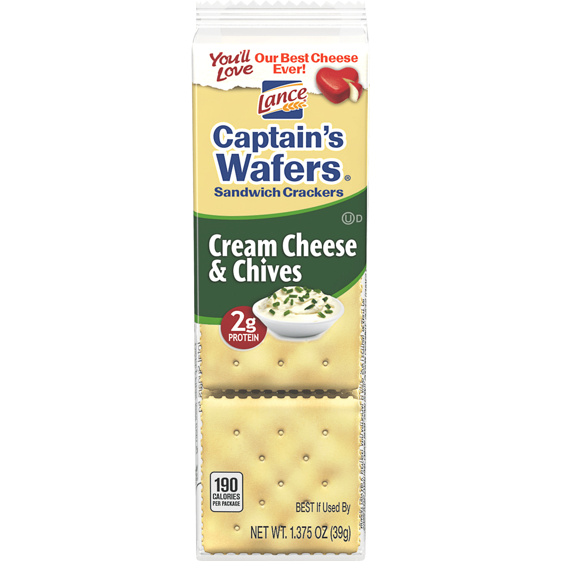 Lance Sandwich Crackers, Captain's Wafers Cream Cheese & Chives, Individual Pack