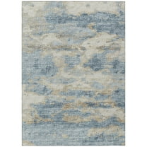 Addison Rugs Indoor/ Outdoor Accord Modern Waves Washable Rug New 8' x 10' - Denim Gold Silver