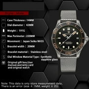 PAGANI DESIGN Men's Watches full Automatic Mechanical Sports Wrist Watch for Men Stainless Steel Mesh Watchband 100M Waterproof Ceramic Bezel PD1667