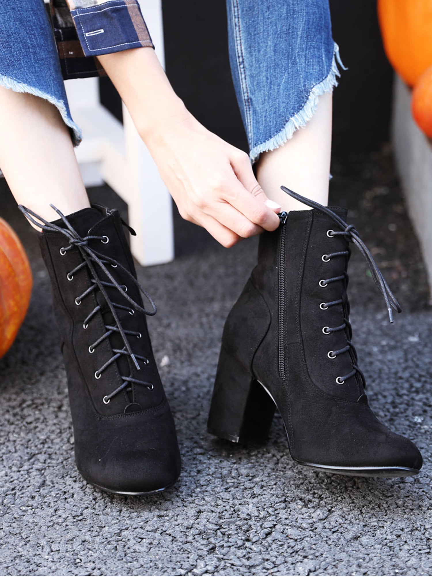 round toe block heel booties