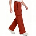 thumbnail image 4 of BXJX Boys Cargo Sweatpants, Casual Straight-Leg Elastic Waist Relaxed Fit Kids Athletic Pants with Drawstring Orange Size 9-10 T, 4 of 7