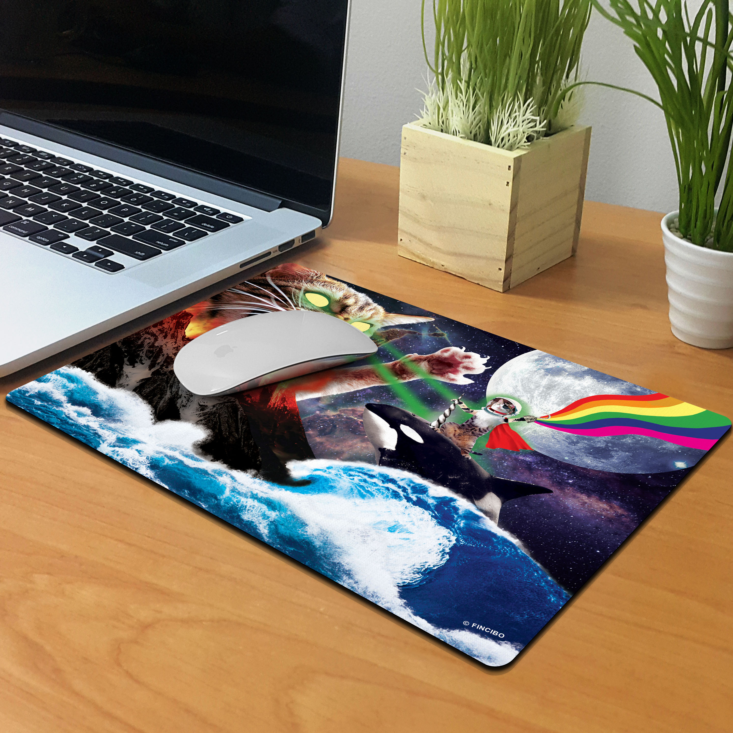 WIRESTER Super Size Rectangle Mouse Pad, Non-Slip X-Large Mouse Pad for Home, Office, and Gaming Desk - Whale Astronaut Cat - image 4 of 5