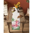 thumbnail image 5 of nqOlkjepod Summer Green Palm Leaf Table Runner 48 Inches Long Farmhouse Dress Scarves, Pink Flamingo Tropical Plant Dining Tablerunner for Coffee Table/Kitchen Island/Party Décor, 13" x 48", 5 of 8