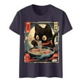 thumbnail image 4 of Womens Anime Cat Ramen Graphic T-Shirts Japanese Funny Graphic Short Sleeve Tees Kawaii Cat Anime Gifts Tops, 4 of 5