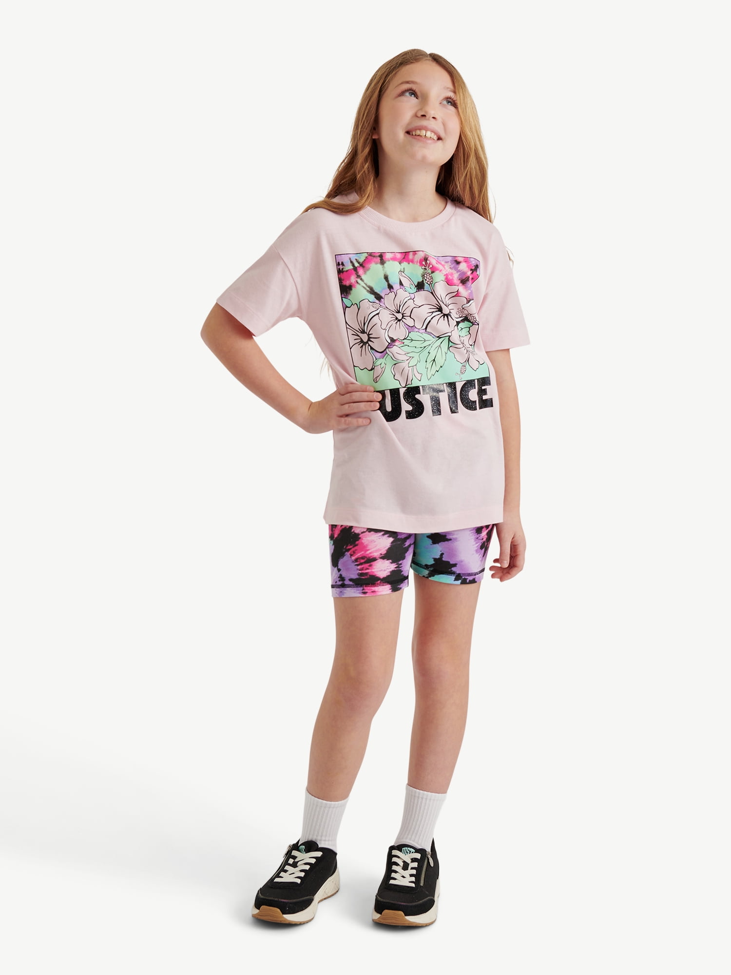 Justice Girls Oversized Tee & Bike Short Set, Sizes XS - XLP