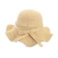 thumbnail image 5 of TIEVOSA Womens Hat Summer Sun Hat Beach Tourism Hat Ruffle Edge Bow Sun Hat（Beige）, 5 of 5