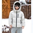 thumbnail image 5 of Fesfesfes Unisex Kids Medium Long Down Jacket Hooded Coat Thick Insulated Outerwear for Cold Weather Casual Childrens Padded Parka Winter Warm Outwear(Beige#3,13-14 Years), 5 of 8