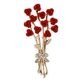 thumbnail image 2 of Hyasfey Women Enamel Rose Flower Bouquet Shape Brooch Pin Korean Style Shining Rhinestones Inlay Dress Coat Badge Jewelry Accessories, 2 of 7