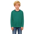 thumbnail image 2 of FAHXNVB Girls Striped Long Sleeve T Shirts Crew Neck Breathable Summer Casual Tees Tops Lightweight Kids Shirts 3-14 Years, 2 of 8