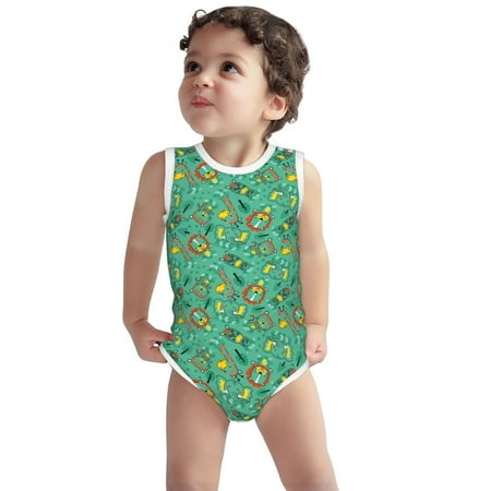 

Vsdgher Funny Animals in Jungle Print Baby Unisex Baby Cotton Sleeveless Bodysuits Soft and velvety comfortable and breathable