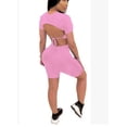 thumbnail image 5 of Women 2 Pcs Casual Outfits Sets, Open Back Short Sleeve Crop Tops + Tight High Waist Short Pants, 5 of 5