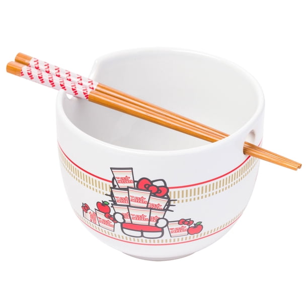 Ramen Bowl Silver Buffalo Hello Kitty Nissin de 600 ml con palillos