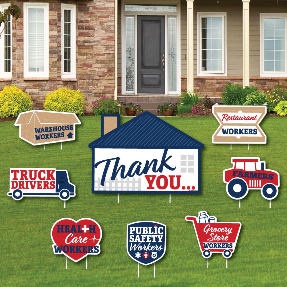 Thank You Front Line Workers Yard Sign and Outdoor Lawn Decorations