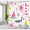 thumbnail image 5 of Ambesonne Nautical Shower Curtain, Lighthouse Pastel Colors, 69"Wx70"L, Pink and Apple Green, 5 of 5