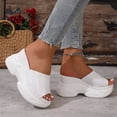 thumbnail image 4 of Women Mesh Knit Wedge Flatform Slide Sandals Open Toe Summer Casual Shoes White 9, 4 of 9