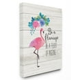 thumbnail image 2 of The Stupell Home Decor Collection Be A Flamingo Floral Watercolor on White Planks Wall Art, 2 of 5