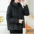 thumbnail image 4 of MaFYtyTPR Women's Winter Down Jacket Fashion Casual Solid Color Long Sleeved Hooded Pocket Thermal Coats Black L, 4 of 5