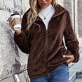 thumbnail image 4 of Womens Fleece Jacket Casual Long Sleeve Full Zip Up Fuzzy Warm Coats Fashion Lightweight Fall Outwear with Pockets, 4 of 5