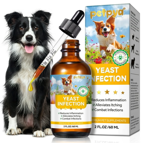 Petpya Gentle Yeast Support for Dogs – Natural Drops for Itchy Skin, Ears & Seasonal Sensitivities –  Bacon Flavor 2 fl oz