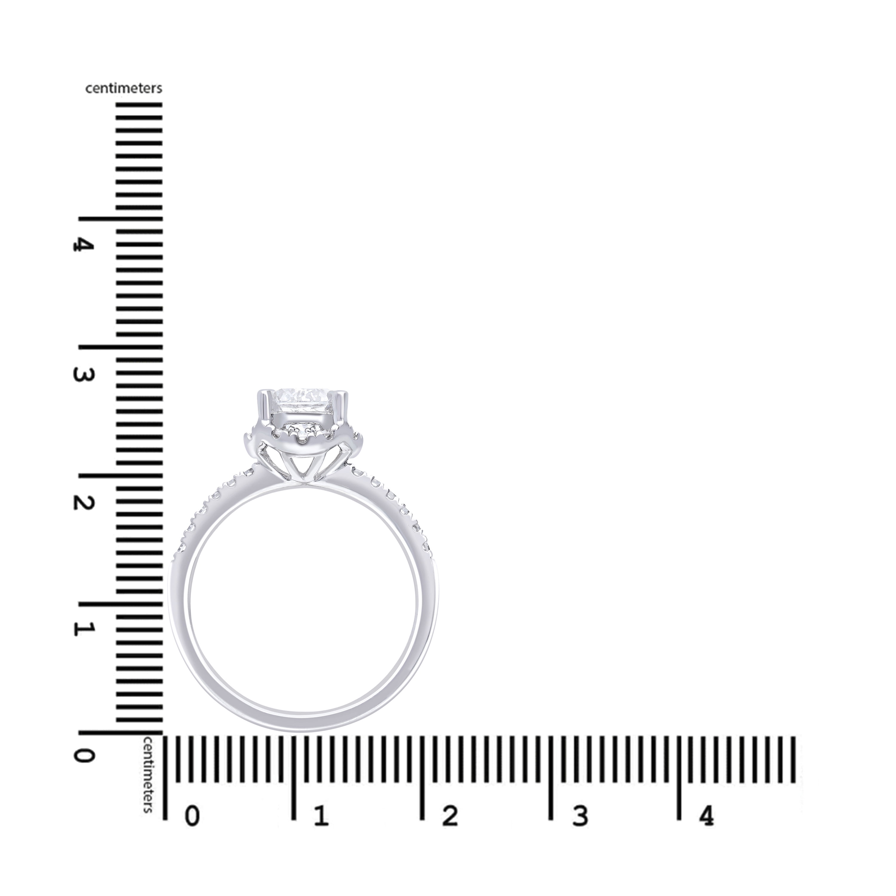 Brilliance Fine Jewelry Round 1.5 Carat Lab Grown Diamond Halo Bridal Ring in Sterling Silver