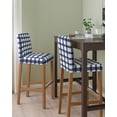 thumbnail image 2 of Navy Blue Plaid Check Bar Stool Covers Set of 4, Geometrical Abstract Lattice Stretch Washable Bar Chair Covers with Backs, Removable Pub Counter Height Chair Cover for Kitchen Dining Room Cafe, 2 of 7