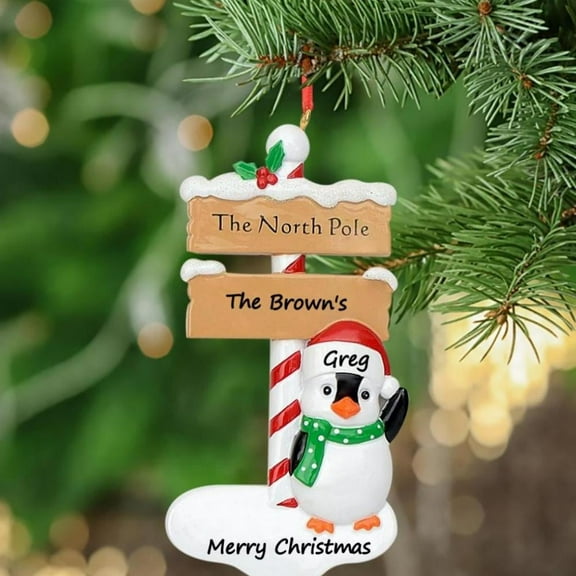 Maxora Customize Ornaments North Pole Penguin Christmas Gift for Family 1 Free Customize