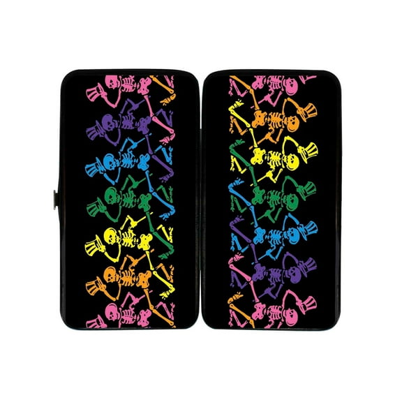 Grateful Dead Wallet, Hinged, Dancing Skeletons Black Multi Color, Vegan Leather