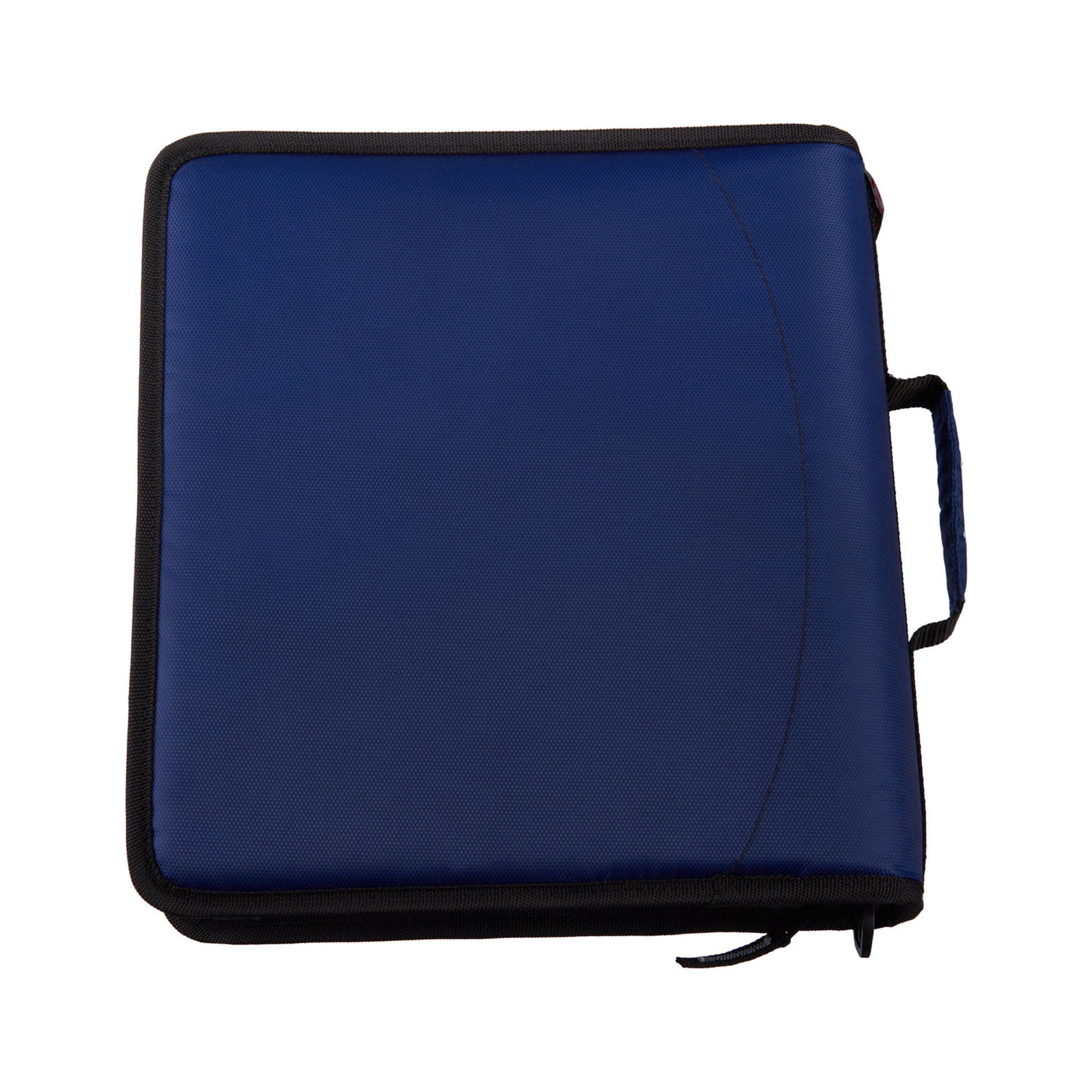 Case•it Dual, Two 1.5 Inch D-Ring Zipper Binder, 3-inch Capacity, With Two hold-down pages, Assembled Product Height 13", Dual-132 Blue