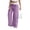 128#Purple, variant on Wide Leg Lounge Pants for Women - Ice Silk Wrinkle Casual Elastic Waist Baggy Track Pants Brown L
