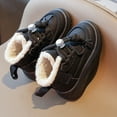 thumbnail image 3 of Kids Platform Snow Boots Trendy Lace up Fuzzy Lined Ankle Booties Boys Girls Comfy Chunky Soft Sole Winter Short Boots 9.5 Toddler Black, 3 of 5